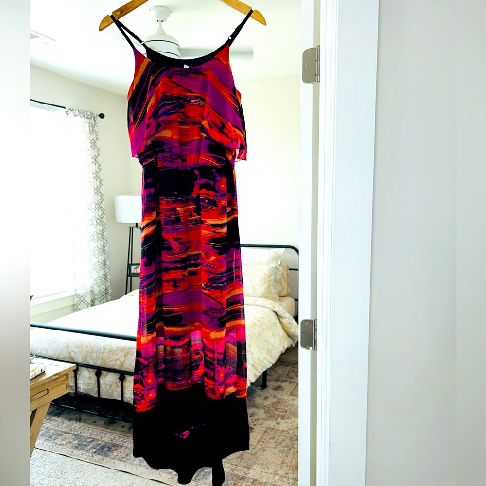 NWOT Women’s Kensie Maxi Dress Purple Orange - Size Small